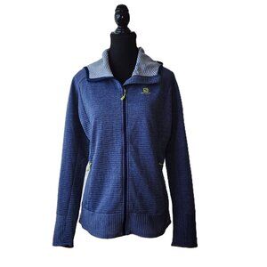 Ladies Salomon zip front midlayer hoodie blue size Large